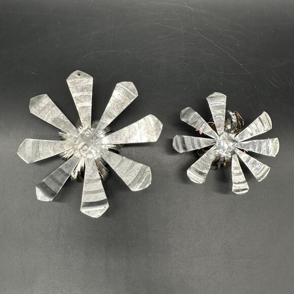 Vintage Flower Christmas Ornaments Handmade Tin Metal Pink Gold Floral Retro - Picture 4 of 7